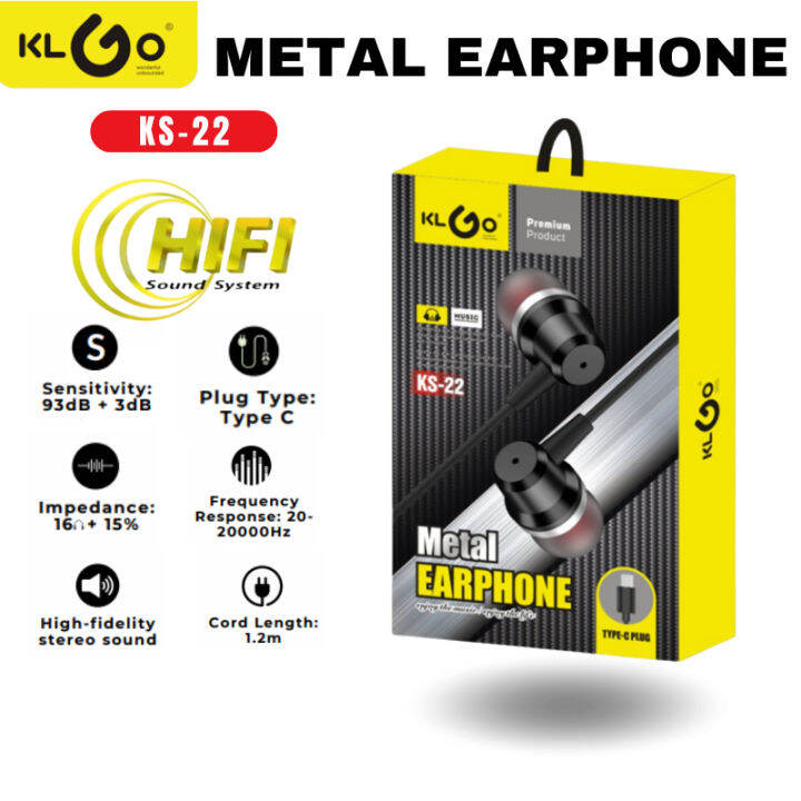 KLGO KS22 Metal Earphone High Definition Sound Quality Wired Headphone