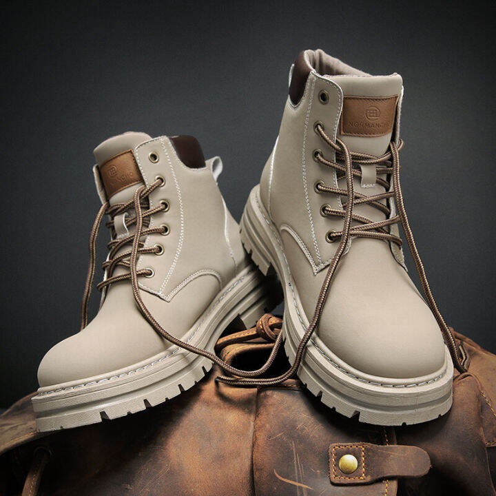 Autumn Round Toe Ankle Boots Men's Hightop Martin Boots Outdoor Thicksoled Tooling Boots Men