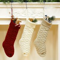 Christmas Stockings 18 Inches/46cm Large Size Cable Knitted Socks Gift Bags Christmas Decorations For Home Xmas Tree Ornaments Socks Tights