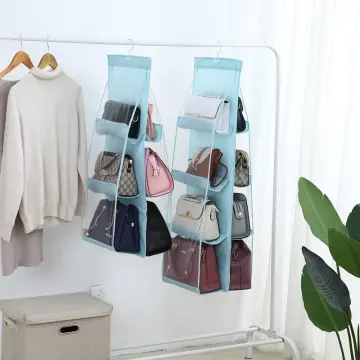 6 Pocket Hanging Handbag Organizer for Wardrobe Closet Transparent Storage  Bag Door Wall Clear Sundry Shoe Bag with Hanger Pouch