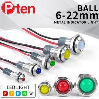 【LZ】☋◆  1 pçs 6/8/10/12/16/19/22mm sphericalmetal led aviso indicador de luz lâmpada de sinal piloto fio 3-6 12-24 220v energia impermeável ip65