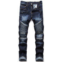 【CW】New MenS Jeans Pants Splicing Denim Trousers Biker High Quality Male Straight Casual Designer Many Multi-Pocket Comfortable