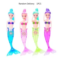 【CW】 Cartoon Mermaids Doll with LED Light Colorful Tail Children Birthday Gift Toys