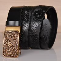 High Quality Men’S Dragon Design Alloy Buckle Leather Belt,Emboss Split Cow Leather Belt,Men Jeans&amp;Casual Pants Accessories Must