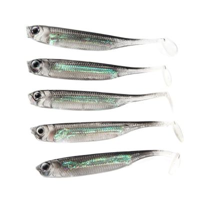 【CW】 5Pcs/lot Fishing Soft Bait 7CM 7.5CM 1.7G 2.3G 2.7G T Tail fish Lures Color Sequin Spinner