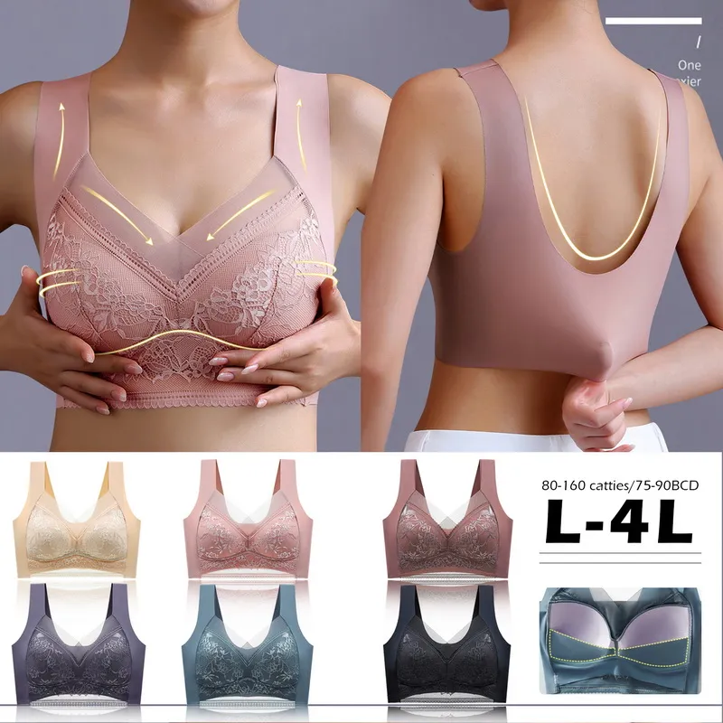 Wintin Seamless Women's Bras Large Size Top Support Show Small Comfortable  No Steel Ring Underwear Yoga Fitness Sleep Vest Breathing Wide Shoulder  Strap Bras