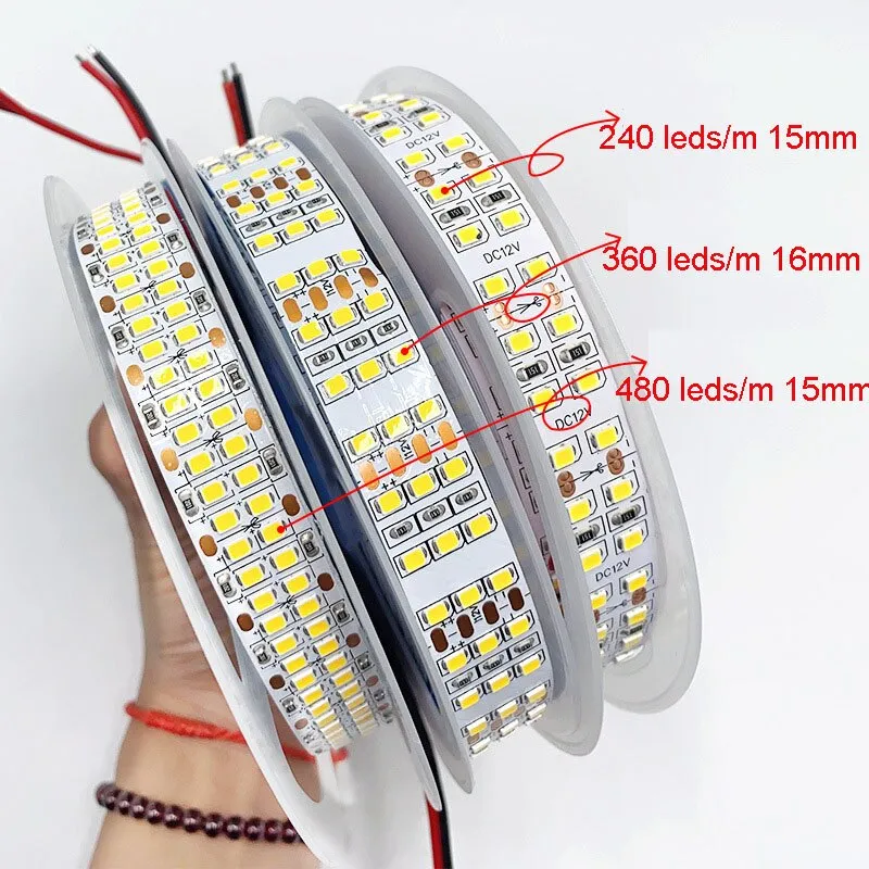 Double Row LED Strip Waterproof 2835 480LEDs/m 5M DC 12V 24V White