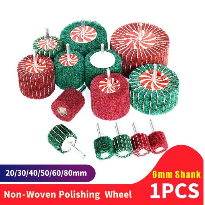 NonWoven Polishing Flap Sanding Wheel Dremel Electric drill brush 6mm Shank For Rust Removal