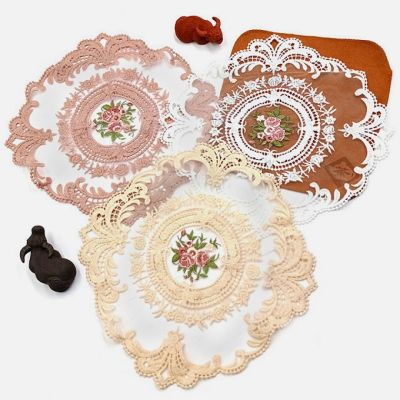 European Center Embroidery Round Lace Placemat Table Mat Coaster Furniture Electrical Dust Cover Christmas Wedding Decoration