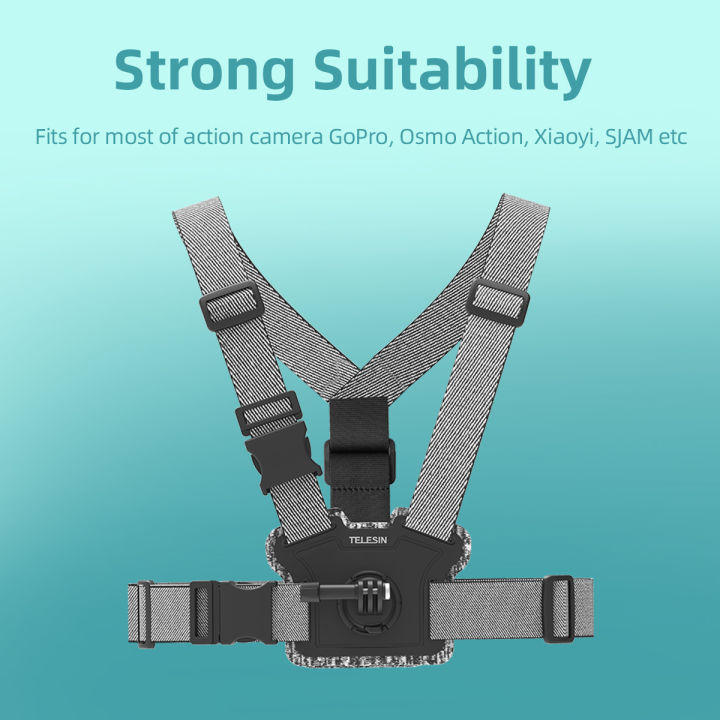 TELESIN Chest Belt Head Strap Mount Action camera mount for GoPro Hero 12  11 10 9 8 Insta360 DJI Osmo Action Camera Accessories