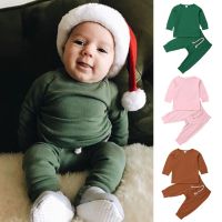 0-24M Newborn Kids Baby Boy Girl Clothing Solid Color Pajamas Set Cotton Sleepwear Nightwear Cute Clothes Outfit home wear  by Hs2023