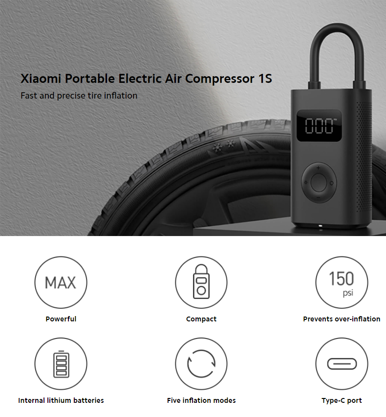 Xiaomi Mi Portable Electric Air Pump 1S เครื่องปั้มลมอัตโนมัติ เติมลม