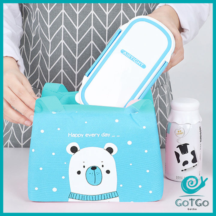 gotgo-กระเป๋าข้าวกล่อง-กล่องอาหารกลางวัน-มีบุฟอยฉนวนเก็บร้อน-เย็น-cartoon-insulated-lunch-bag