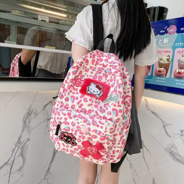 Sanrio Y2k Hello Kitty Bag Fashion Cute Backpack Pink Leopard
