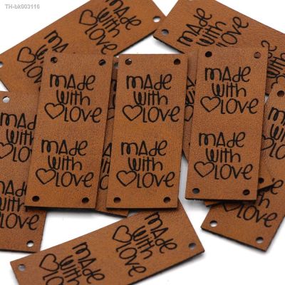 №☍ 20Pcs Heart Labels Hand Made with Love Label Handmade Tag for Clothes Sew Leather Tags for Clothing Sew Garment Accessories