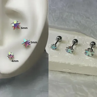 ZhongLouL ผู้หญิงหญิงสาวต่างหูตุ้มหูเกลียวแบบมีกระดูกเล็บหูเพทายรูปดาวของขวัญสำหรับงานเลี้ยง1ชิ้น