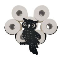 Creative Toilet Paper Roll Holder Shelves Black Owl Iron Toilet Tissue Holder for Home Kitchen Housewarming Gifts Organizer Toilet Roll Holders