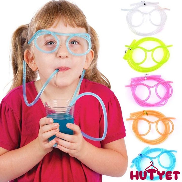 Funny Soft Glasses Straw Flexible Drinking Tube Birthday Christmas Party  Accessories Plastic Drinking Straws Kids Gift