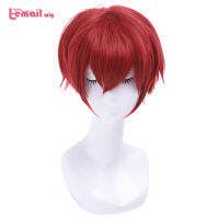 L- wig Brand New Ranma 12 Ranma Saotome Cosplay Wigs 25cm Red Burdy Short Synthetic Hair Perucas Unisex Cosplay Wig