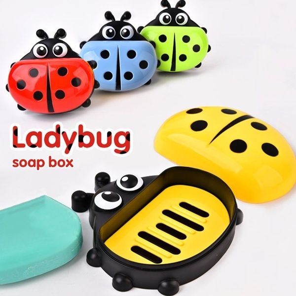กล่องเก็บสบู่-ladybug-soap-box-กล่องใส่สบู่-กล่องใสสบู่-ที่ใส่สบู่-ที่เก็บสบู่-ที่วางสบู่แบบพลาสติกพร้อมปิดฝาสำหรับห้องน้ำ-เดินทาง
