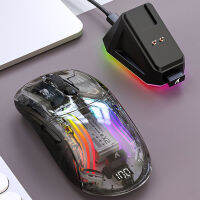 เมาส์โปร่งใสแบบไร้สายเมาส์ RGB ไฟ3โหมดเมาส์อิเล็กทรอนิกส์รองรับบลูทูธ5.0/2.4G/USB-C เมาส์สำหรับเครื่องพีซีแล็ปท็อป R