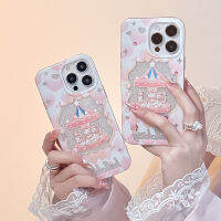 Phone14pro เคสโทรศัพท์มากที่สุดสีชมพูม้าหมุนแมว IPhone13pro น่ารักขอบการ์ตูนซิลิโคนนุ่ม IPhone12pro ป้องกันฝุ่นและการตกสูงสุดเคสเลนส์ IPhone 11