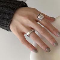 JDPOK บุคลิกภาพ การออกแบบที่ไม่สม่ำเสมอ ปรับได้ หมั้น แหวนร่วม เครื่องประดับนิ้วมือ สไตล์เกาหลี แหวนผู้หญิง แหวนเปิดรูปทรงเรขาคณิต แหวนเว้า