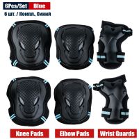 Blue-6Pcs M 6Pcs/Set Teens &amp; Adult Knee Pads Elbow Pads Wrist Guards Protective Gear Set For Roller Skating, Skateboarding, Cycling Sports