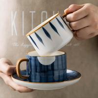 300ml Japanese Ceramic Coffee Cup Set With Saucer Hand Painted Milk Mug Teacup Dessert Tray Household Microwave Handgrip Cups