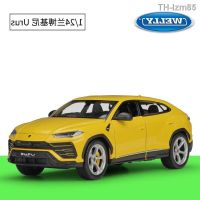 ? โมเดลรถ ของขวัญสำหรับเด็ก WELLY 1:24 Lambo Urus รถออฟโรดจำลองโลหะผสมรถ SUV โมเดลตกแต่งของเล่นเสร็จแล้ว