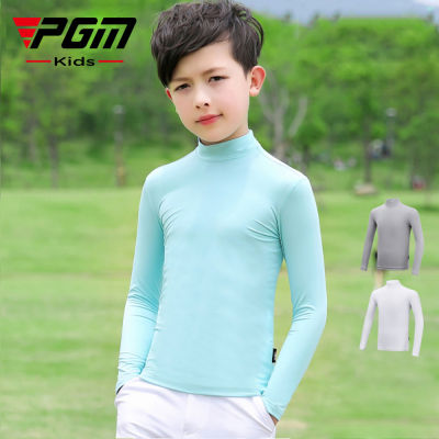 PGM เสื้อท่อนล่างสำหรับเล่นกอล์ฟ,เสื้อท่อนบนป้องกันแสงแดดทำจากผ้าไหมน้ำแข็งของเด็กผู้ชายเสื้อแห้งเร็ว YF137เสื้อยืดระบายอากาศ