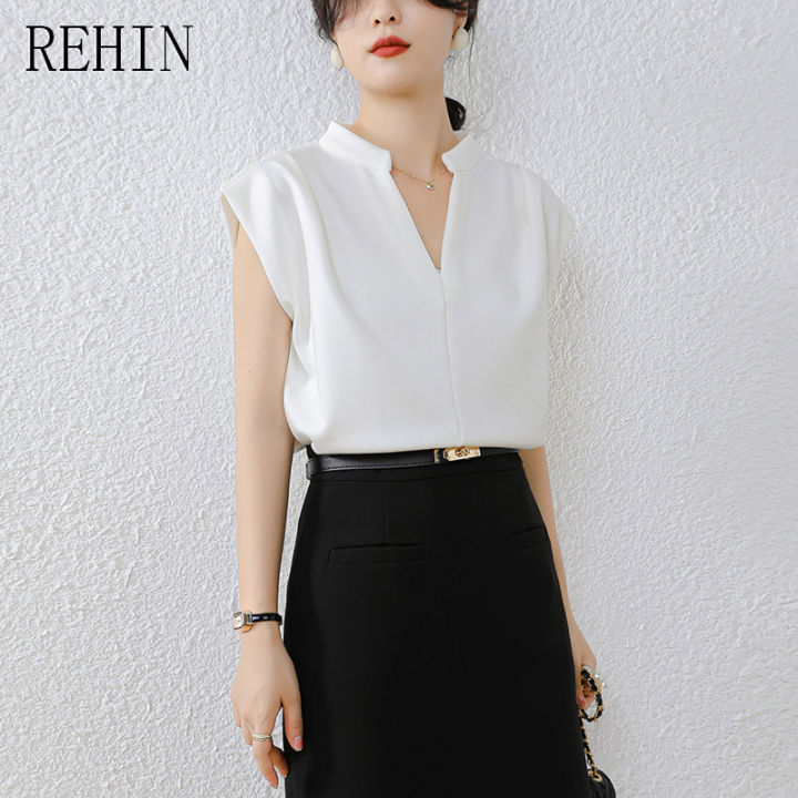 rehin-2023แฟชั่นคอวีสำหรับผู้หญิง-ลำลองและเสื้อมีสไตล์ใหม่