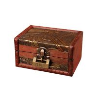 Zakka Jewelry Box Vintage Wooden Box Storage decorative suitcase small retro casket lock Desktop storage box finishing