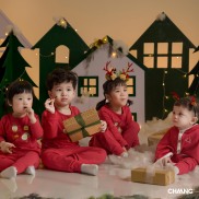 CHAANG Bộ quần áo dài tay giáng sinh-Xmas đỏ Chaang