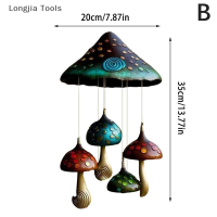 Longjia Tools เห็ด Campanula ศิลปะทำด้วยมือ, กระดิ่งลมเห็ดเรซินเห็ดสีสันสดใสสำหรับตกแต่งกลางแจ้งในร่มระเบียงสวน