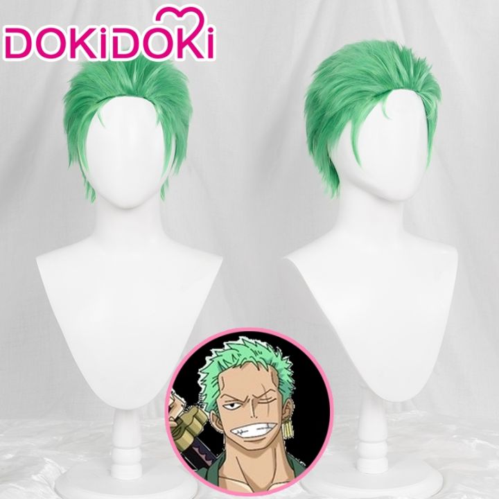 ≮CosTume Party≯ DokiDoki Anime Roronoa Zoro Cosplay Wig Men Green Hair ...