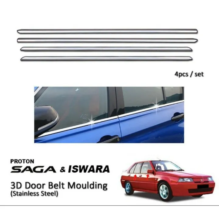 New Promo Proton Saga Iswara 3D Door lining chrome /Door belt moulding /Lining chrome tingkap