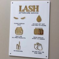 Custom Acrylic Business Sign Lash Aftercare Advice Eyelash Shop Beauty Studio Salon Wall Decor Laser Cut A3 Size 3D Perspex Logo Wall Stickers Decals