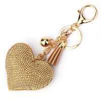 40 colors Heart Crystal Key Chain Keyring Tassel Metal Keychain Women Bag Car Pendant llaveros Wholesale