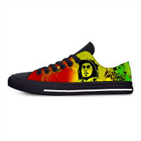 Bob Marley Reggae Star Music Rock Funny Fashion Casual Cloth Shoes Low Top Lightweight Breathable 3D Printed Men women Sneakers