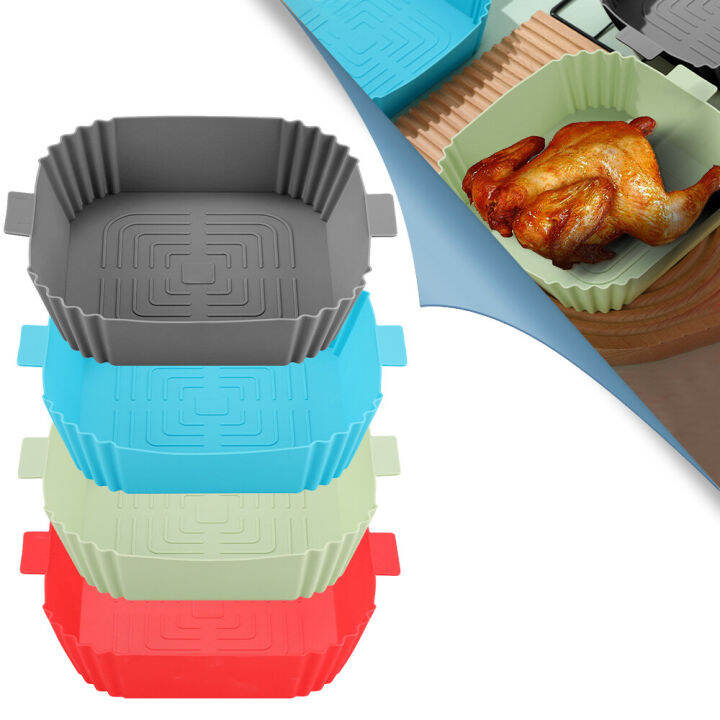 Square Air Fryer Silicone Pot Air Fryers Oven Baking Tray Fried Chicken