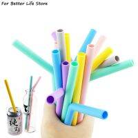 ☫☏❇ 1Pcs Food Grade Silicone Straight Straws Bent Reusable With Cleaning Brush Set Party Bar Accessory Safe For Toddlers Odorles