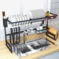 Kitchen stainless steel sink drain rack kitchen shelf DIY dishes cutlery dry drain rack 2 layer storage rack pantry organizer Other Specialty Kitchen