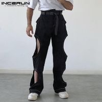 INCERUN กลวงลำลองผู้ชายสไตล์อเมริกันชายแฟชั่น S-5XL กางเกงขายาวกางเกงขายาวสบายๆเข้ากับทุกชุด