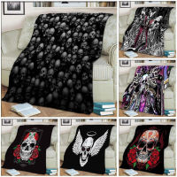 Flower Skull 3D Printing Blanket โซฟาผ้าห่มสำหรับเตียง Super Soft Warm Blanket ผ้าห่ม Flannel ผ้าห่ม Fleece Queen