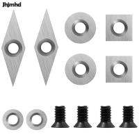 Jhjmhd 8ชิ้นตัวตัดชุดผสมเพชรทรงสี่เหลี่ยมกลมแทรกคาร์ไบด์พร้อมสกรูชุดแทรกเครื่องมือช่างไม้ตัดสี่เหลี่ยมชุดแทรกคัตเตอร์กลมชุดแทรก