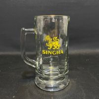 แก้วมัคสิงห์ใหญ่ขอบทอง 500 ml. งานเก่า แก้ว มัคสิงห์ขอบทอง mug singha glass gold rim  แก้วหู แก้วแช่ แก้วเย็น แก้วสิงใหญ่ขอบทอง