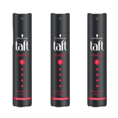 (3 ขวด) Schwarzkopf Taft Power Haarlack Hair Spray Mega Stark 250 ml ทัฟท์ พาวเวอร์ แฮร์ สเปรย์ กระป๋องดำ 08049