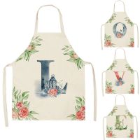 1Pcs Flower Letter Flower Kitchen Aprons for Women Cotton Linen Bibs Household Cleaning Pinafore Home Cooking Apron Aprons