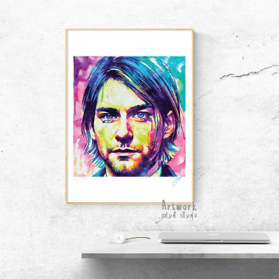 ภาพวาด ไอดอล ID W020 Kurt Cobain ภาพวาดสีน้ำ จากiPad โปรแกรม PROCREATE งานปริ้นท์เลเซอร์